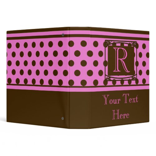 Chocolate and Raspberry Polka Dots Monogram binder