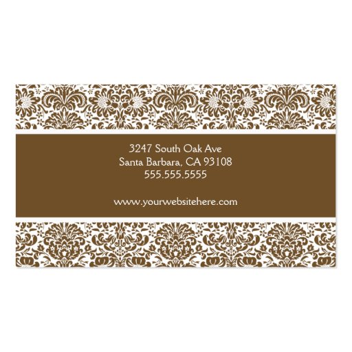 Chocolate and White Damask Business Card (back side)