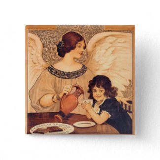 Chocolate Angel Vintage Pinback Button