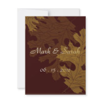 Chocolate Autumn Oak Leaves RSVP Personalized Invitations