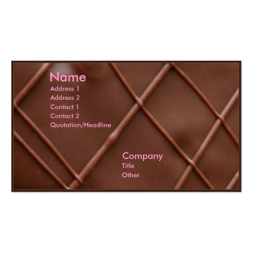Chocolate Bar Business Card Template (front side)