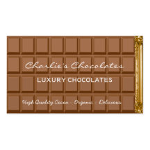 Chocolate bar luxury chocolates shop business card