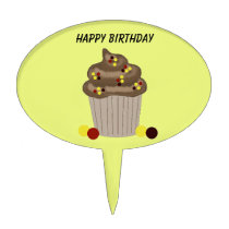 Chocolate Birthday Cupcake Cake Picks
