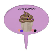 Chocolate Birthday Cupcake Cake Toppers
