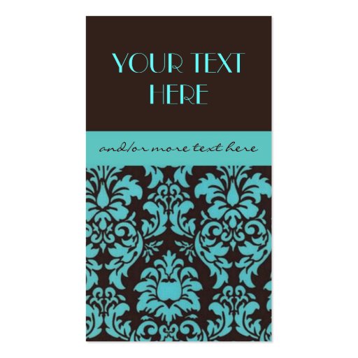 Chocolate&Blue Damask Business Card (front side)