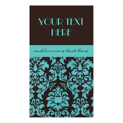 Chocolate&Blue Damask Business Card