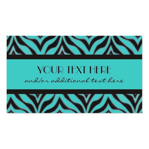 Chocolate Blue Zebra Print Business Card (front side)