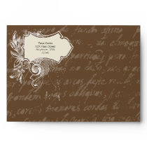 Chocolate Brown A7 Vintage Script Envelopes