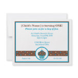 Chocolate Brown and Blue Cupcake Themed Invitation