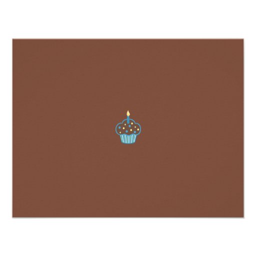 Chocolate Brown and Blue Cupcake Themed Invitation