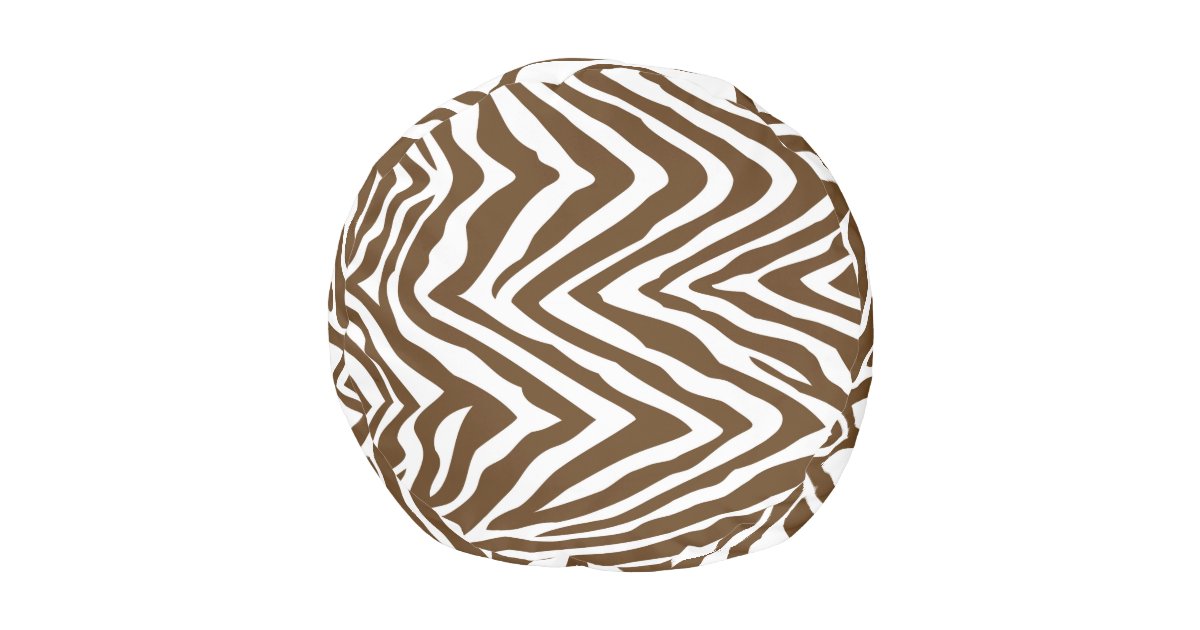 Chocolate Brown and White Zebra Print Pouf | Zazzle