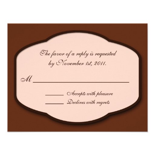 Chocolate Brown & Beige Reply / RSVP Cards Invitations