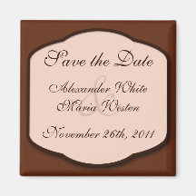 Chocolate Brown & Beige Save the Date Magnet