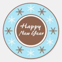 Chocolate Brown & Blue Happy New Year Stickers stickers