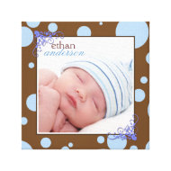Chocolate Brown Blue Polka Dots Baby Photo Canvas wrappedcanvas