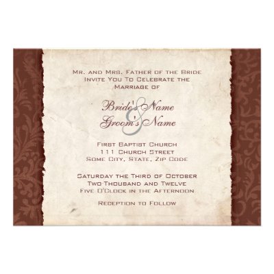 Chocolate Brown Country  Wedding Invitation