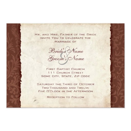 Chocolate Brown Country Wedding Invitation
