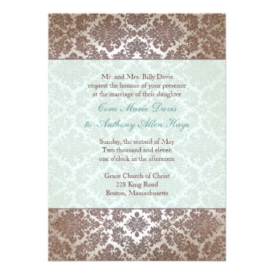 Chocolate Brown Damask Wedding Invitation