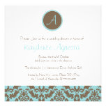 Chocolate Brown Damask Wedding Shower Invitation