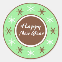 Chocolate Brown & Green Happy New Year Stickers stickers