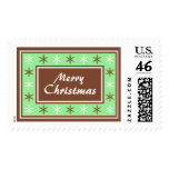 Chocolate Brown & Green Holiday Postage Stamps