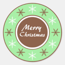 Chocolate Brown & Green Round Christmas Stickers stickers