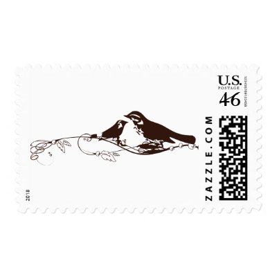 Chocolate Brown Lovebirds-Wedding Save the Date Stamp