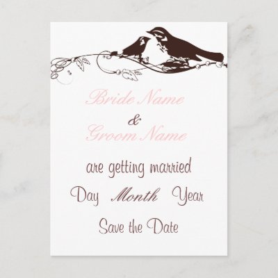 Chocolate Brown Lovebirds-Wedding Save the Date Postcard