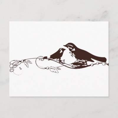 Chocolate Brown Lovebirds-Wedding Save the Date Postcard
