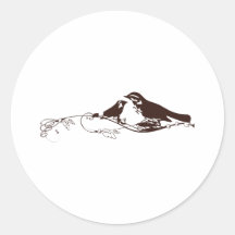 Chocolate Brown Lovebirds-Wedding Save the Date Round Sticker