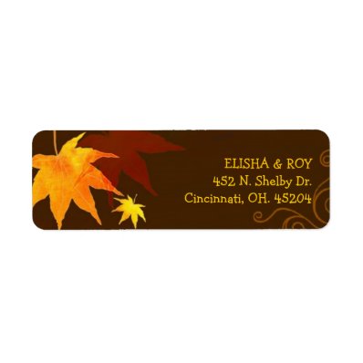 Chocolate Brown Maple Leaf Wedding Label