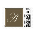 Chocolate brown monogram - Initial A postage