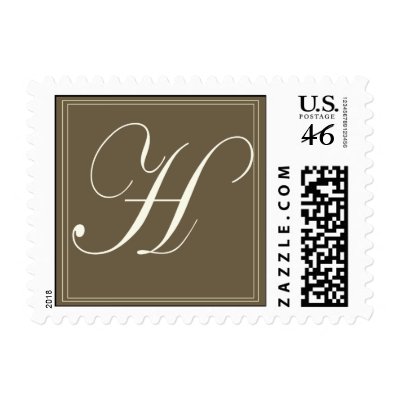 Chocolate brown monogram - Initial H Postage Stamps