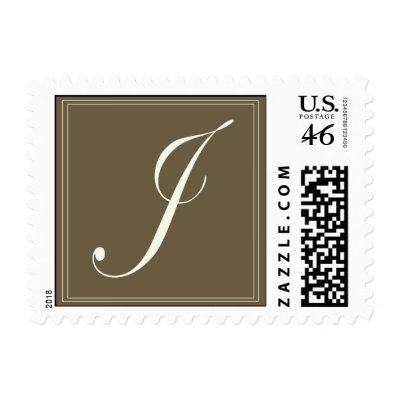 Chocolate brown monogram - Initial J Postage