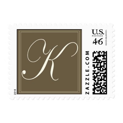 Chocolate brown monogram - Initial K Postage Stamps