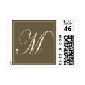 Chocolate brown monogram - Initial M postage by aslentz Chocolate brown monogram - Initial M postage