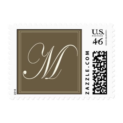 Chocolate brown monogram - Initial M Postage