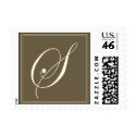 Chocolate brown monogram - Initial S postage