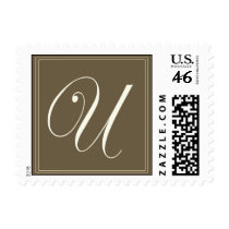 Chocolate brown monogram - Initial U postage