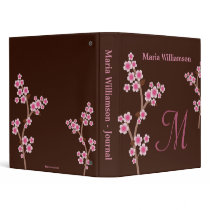 Chocolate Brown Pink Cherry Blossom Binder