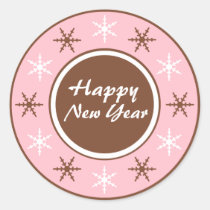 Chocolate Brown & Pink Happy New Year Stickers stickers