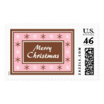Chocolate Brown & Pink Holiday Postage Stamps