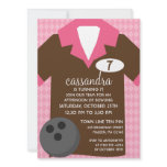Chocolate Brown & Pink Join the Team Bowling Party invitations