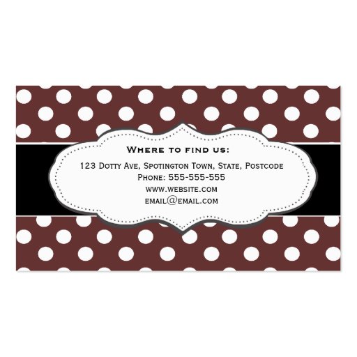 Chocolate Brown Polka Dot Business Cards (back side)