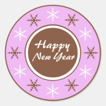 Chocolate Brown & Purple Happy New Year Stickers stickers