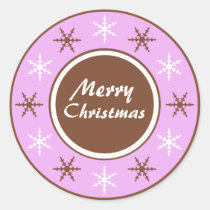 Chocolate Brown & Purple Round Christmas Stickers stickers