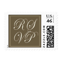 Chocolate brown RSVP with elegant script stamps