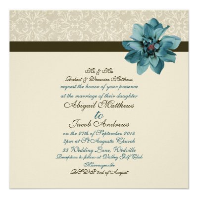 blue and brown wedding colors flowers