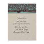 Chocolate Brown Turquoise Reception Card Custom Invites