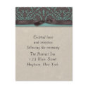 Chocolate Brown Turquoise Reception Card invitations